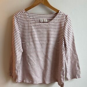 100% Linen faded red & white striped blouse from Artisan Ny ladies M